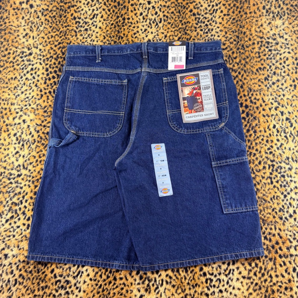 Dickies Mens 38 Relaxed Fit Carpenter Shorts Denim Blue Vintage 2000s Deadstock